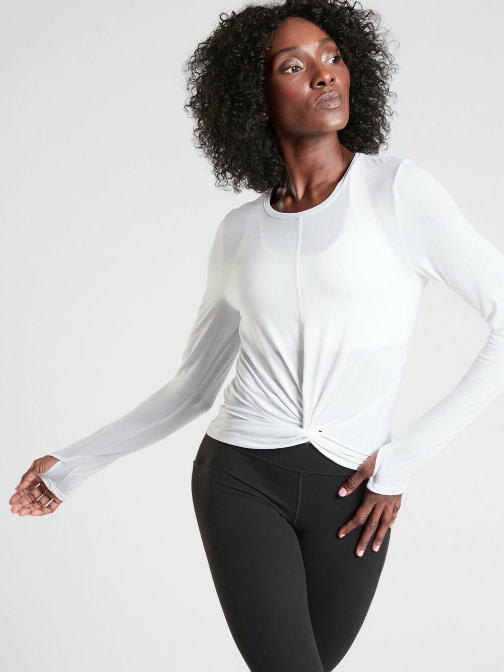 NWT Athleta Essence Twist Top, White SIZE M #579671 z815Y